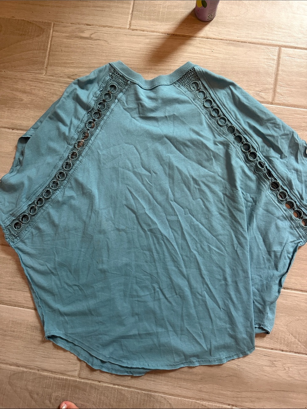 Free People Teal Crochet-Trim Dolman Top
